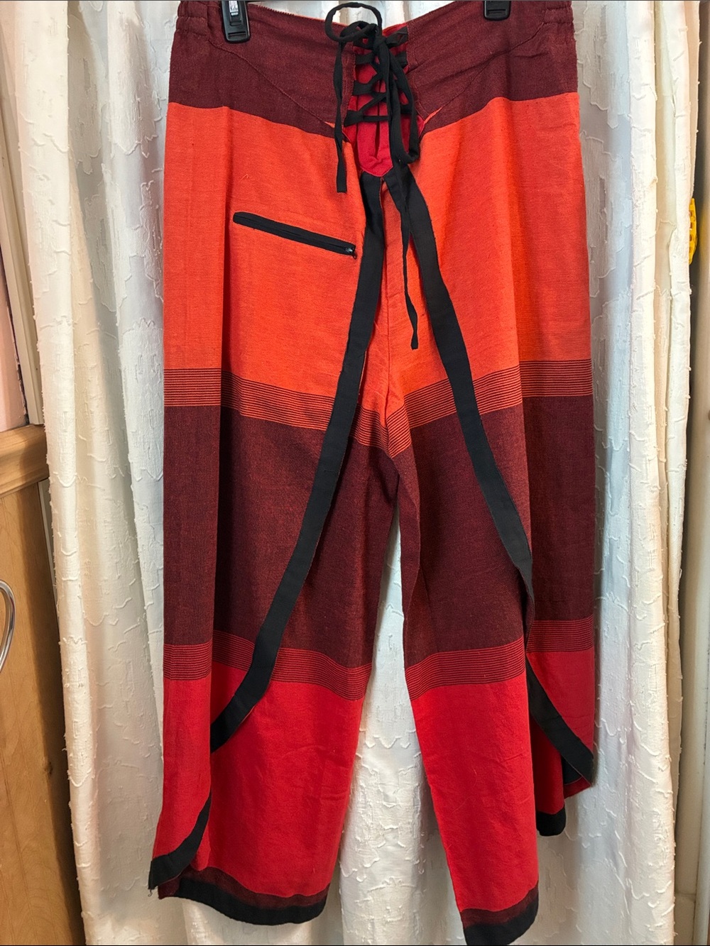 Women’s Colorblock Harem Joggers in Orange and Burgundy
